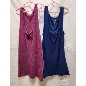 Old Navy Womens Large Purple Blue Tank Top 2 Piece Bundle Ribbed Fitted Solid